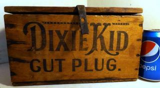 Rare Antique Dixie Kid Plug Tobacco Country Store Wood Box C1910s