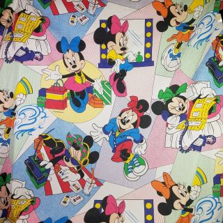 Disney Minnie Mouse Twin Flat Sheet Vintage 80s 90s Cassettes Cheerleader Walt