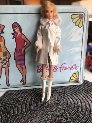 Vintage 1960’s Barbie Clothes White Leather Coat And Boots