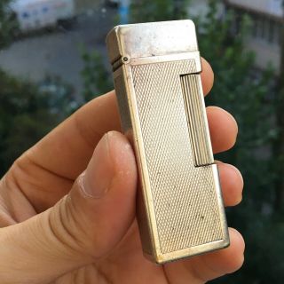Antique Vintage Dunhill Rollalite Automatic Silver Plated Lighter Rare