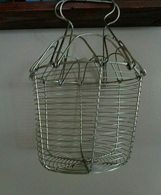 Vintage Wire Egg Basket - Folding Top Closure