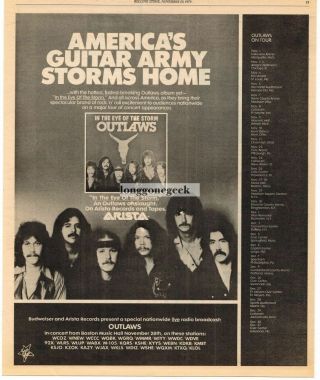 1979 The Outlaws In The Eye Of The Storm Vintage Album Promo Print Ad
