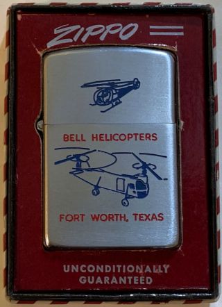 Vintage 1953 Two - Sided Zippo Bell Helicopter Graphics - In Red Striped Box