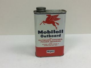 Vintage Mobil Oil Tin Can Mobiloil Outboard Power Mowers 1 Qt Pegasus Full Can