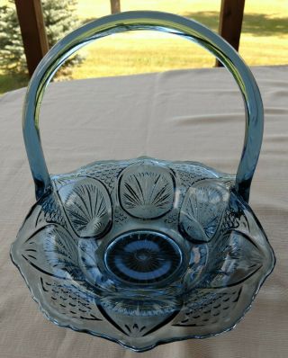 Vintage Fenton Art Glass Basket - Smokey Blue Color