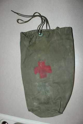 Vintage Wwii Us Military Medical First Aid Kit Bag Pouch Marked: Gun Crew