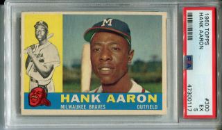 1960 Topps 300 Hank Aaron Psa 5 Ex Very High End Milwaukee Braves