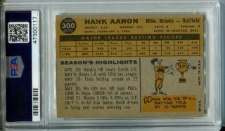 1960 Topps 300 Hank Aaron PSA 5 EX Very High End Milwaukee Braves 2