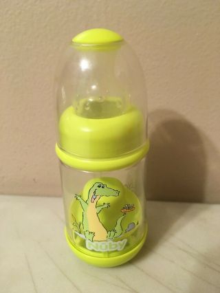 Vintage Nuby Infant Feeder Bottle Baby Cereal Baby Food 2oz Stage Green Dino