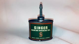 Small Vintage Singer Sewing Machine Oil Lead Top Oiler Tin Can