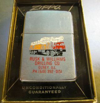 Vintage Rare 1978 Drilling Rig Truck Zippo Lighter W/ Box & Papers