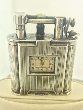 Antique Dunhill Lighter Made In Switzerland For Cartier Ny,  925 Sterling Silver