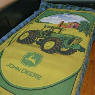Vintage John Deere Twin Blanket Comforter Tractor