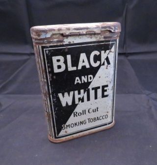 Vintage Black And White Roll Cut Smoking Tobacco Tin Litho,  Empty 3