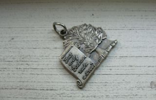 Vintage Sterling Silver Joyce Kilmer Charm But Only God Can Make A Tree 2