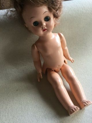 Vintage Hard Plastic Doll w/ Opening Closing Eyes - 7 1/2” Tall - French? - 3