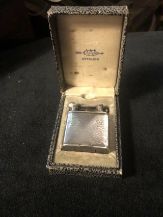 Vintage Sterling Silver Clark Lift Arm Pocket Lighter Hand Hammered Finish W/box