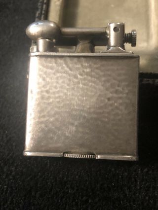 Vintage Sterling Silver CLARK Lift Arm Pocket Lighter Hand Hammered Finish W/Box 3