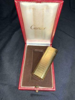 Authentic Cartier Gas Lighter Gold Oval Lt1234
