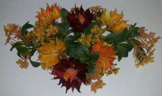 Vintage Plastic Artificial Floral Fall Autumn Candle Wreath Ring Centerpiece