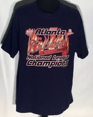 Vtg 1999 Atlanta Braves Atl Mlb Baseball Team National League Champions Xl Shirt