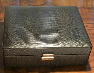 Dunhill 20 - 25 Cigar,  Two - Tier Embossed Leather Travel Humidor