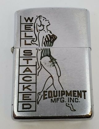Rare Vintage 1967 Zippo Lighter Well Stacked Great Pinup Girl Graphics Red Felt