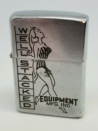 RARE Vintage 1967 Zippo Lighter Well Stacked GREAT PINUP GIRL GRAPHICS RED FELT 2