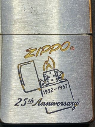 Zippo 25th Anniversary Lighter 1932 - 1957 Rare
