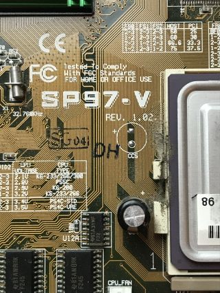 Asus SP97 - V Rev.  1.  02 Socket 7 AT motherboard w/ AMD K6 - 300 & 64MB RAM 3