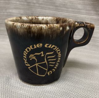 Vintage Hull Brown Drip Oven Proof Usa Pottery Purdue University Coffee Mug Cup