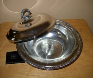 International Silver Co.  Vintage Silverplate Covered Serving Dish & Pyrex Bowl