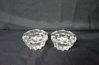 2 Vintage Fostoria American Clear Glass Tapered Candle Holder 3 1/2 " Wide