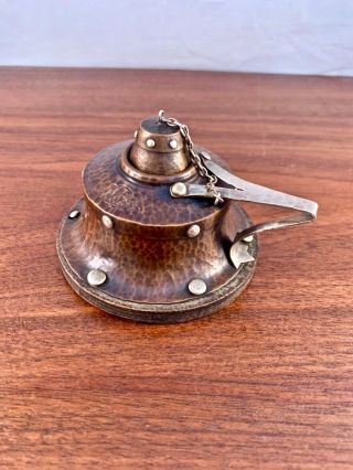 Joseph Heinrichs Arts & Crafts Sterling & Copper Cigar Table Lighter / Oil Lamp