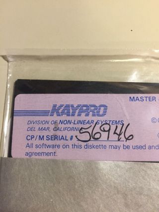 Vintage 1981 KAYPRO CP/M Version 2.  2 Software 5.  25” Floppy Disk VHTF 2