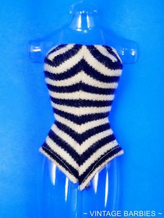 Barbie Doll Black & White Zebra Swimsuit Near Vintage 1960 