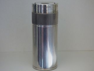 S T Dupont Cylinder Table Lighter - Silver Plated - Dual Flame