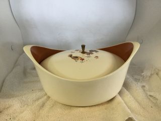 Vintage Mid Century Taylor Smith Covered Dish Casserole With Chickens