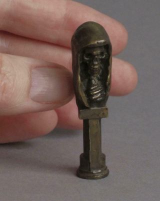 Ww1 Era Grim Reaper Bronze Pipe Tamper Death Head Skull Miniature Cross/sword