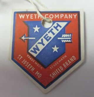 Vintage Wyeth Company Paper Price Hang Tag St.  Joseph,  Mo Advertising Ephemera