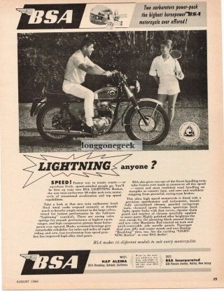1964 Bsa Lightning Rocket Motorcycle Vintage Ad