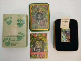 Vintage 1995 Zippo " Mysteries Of The Forest " - Jaguar And Cub Lighter In Tin