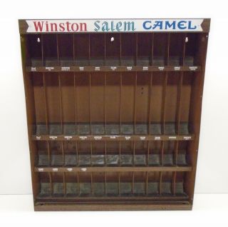 Vintage Winston Salem Camel Cigarette Brown Metal Tin Store Display Rack Wall