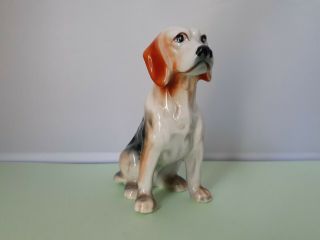 Vintage Porcelain Ceramic Sitting Hound Dog Figurine