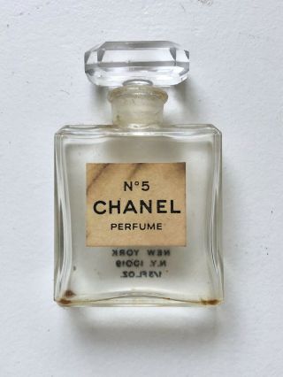 Vintage Chanel No 5 Paris Parfum Perfume Empty Bottle & Stopper 1/3 Oz