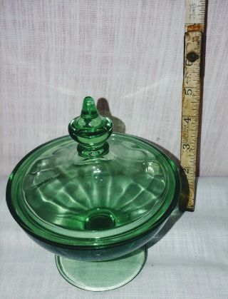 Vintage Green Candy Dish With Lid Gorgeous Piece
