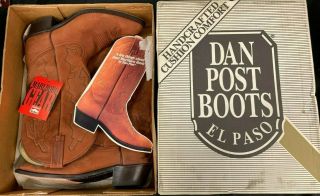 Dan Post Marlboro Hand Crafted Leather Boots Size 9 1/2 W/original Box,  Inserts
