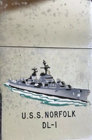 Vintage 1963 Navy USS Norfolk DL - 1 Town Country Zippo Lighter 2