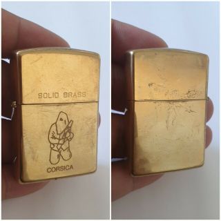 Vintage Rare Solid Brass Zippo Lighter Corse Corsica 1992