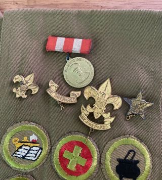 Vintage 1940 ' s Boy Scout Sash WWII Medal Merit Badges & pins (12A) 2